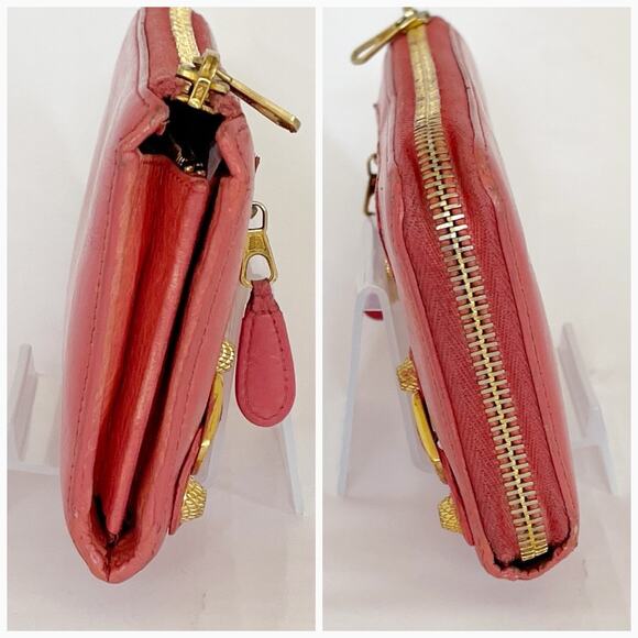 BALENCIAGA Motocross Leather Lambskin Zip Around Wallet Salmon - Picture 6 of 13